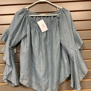 Women's Blue Off-Shoulder Top